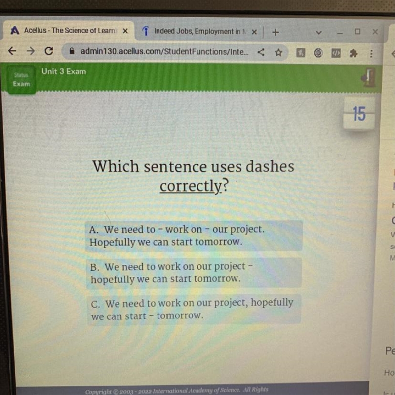 Which sentence uses dashes correctly?-example-1