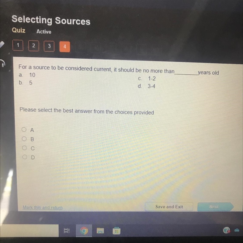 For a source to be considered current, it should be no more than a 10 C. 1-2 b. 5 d-example-1