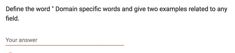 Define the word " Domain specific words and give two examples related to any-example-1