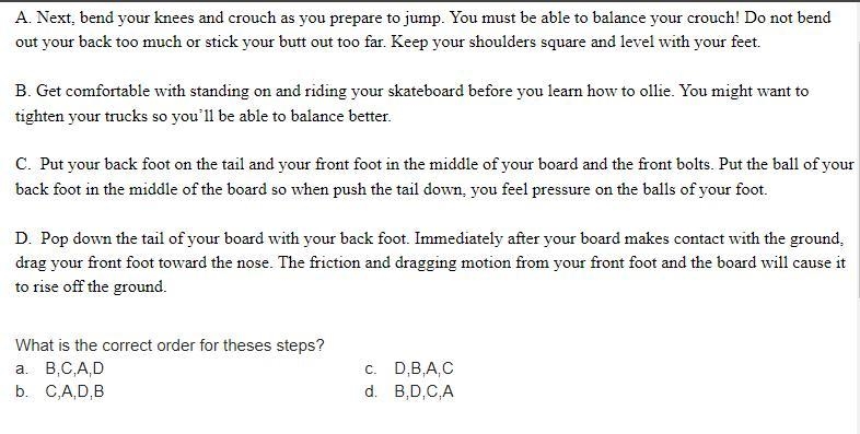 A. Next, bend your knees and crouch as you prepare to jump. You must be able to balance-example-1