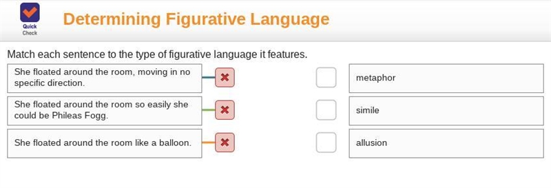 Match each sentence to the type of figurative language it features.-example-1