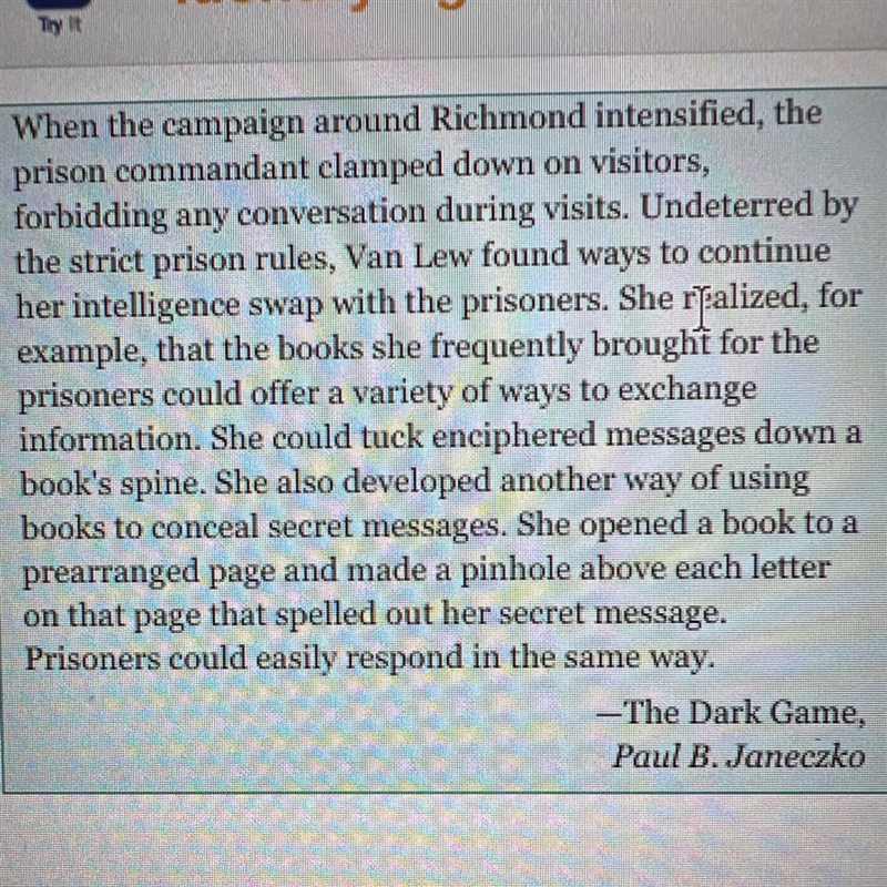 What is the topic of this paragraph? 1. the campaign in Richmond 2.the prison commandant-example-1