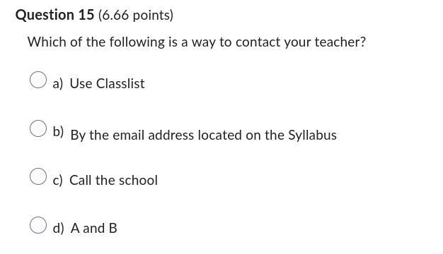 Which of the following is a way to contact your teacher?-example-1