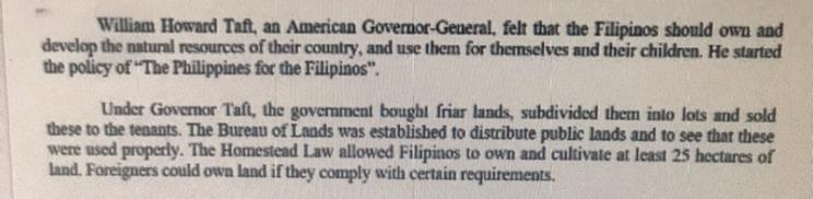 How were the public lands distributed? A. through Governor Taft B. Through the Bureau-example-1