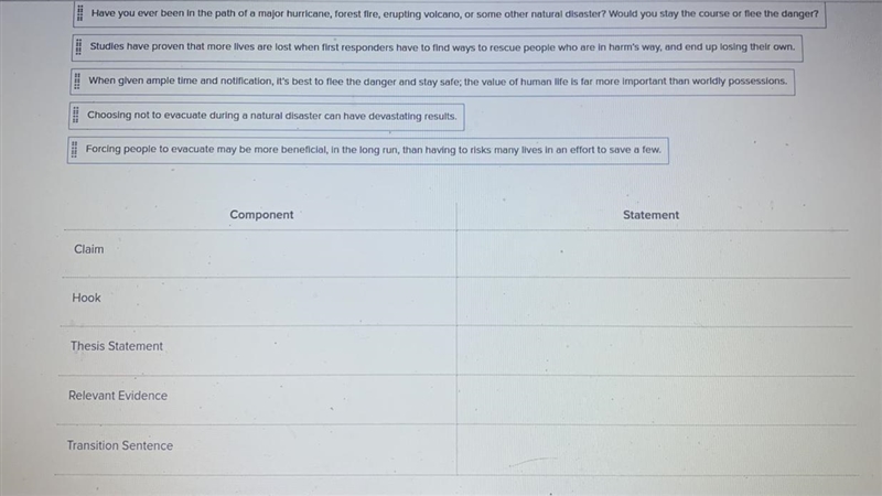 HELP!! Instructions Drag and drop each statement of the sample below to match the-example-1