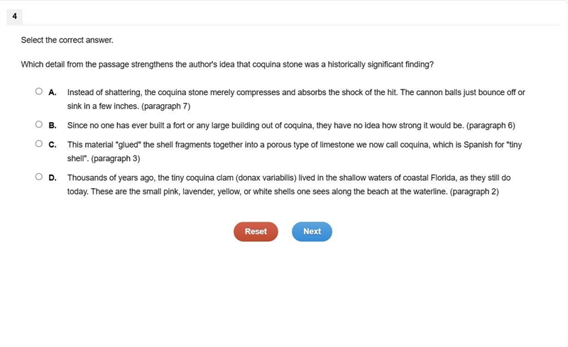 Select the correct answer. Which detail from the passage strengthens the author's-example-1