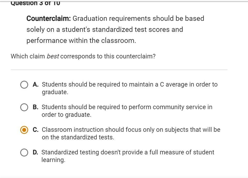 HELP Which claim best corresponds to this counter claim?-example-1