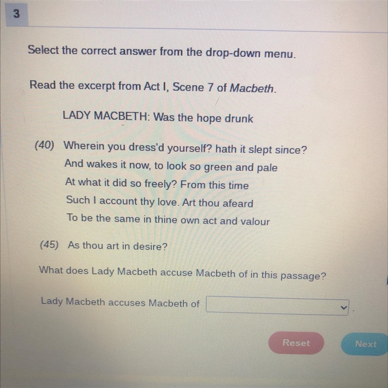 What does Lady Macbeth accuse Macbeth of in this passage? Lady Macbeth accuses Macbeth-example-1