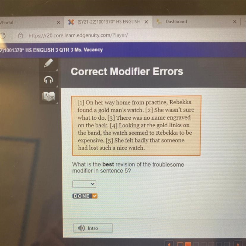 What is the best revision of the troublesome modifier in sentence 5?-example-1