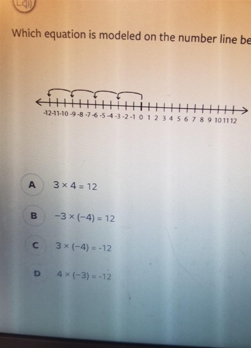 Which equation is modeled on the number line below? ​-example-1