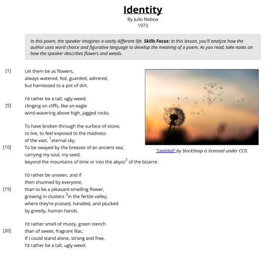 How does the Author’s use of figurative language throughout the poem, “Identity” develop-example-1