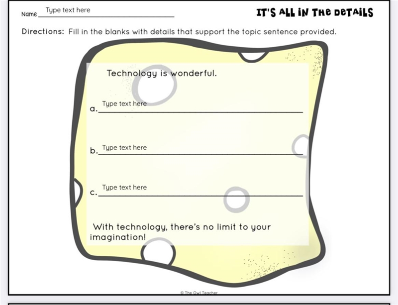 Directions: Fill in the blanks with details that support the topic sentence provided-example-1