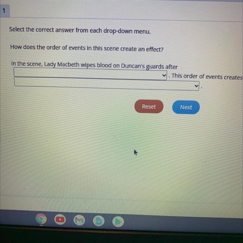 Select the correct answer from each drop-down menu. How does the order of events in-example-1