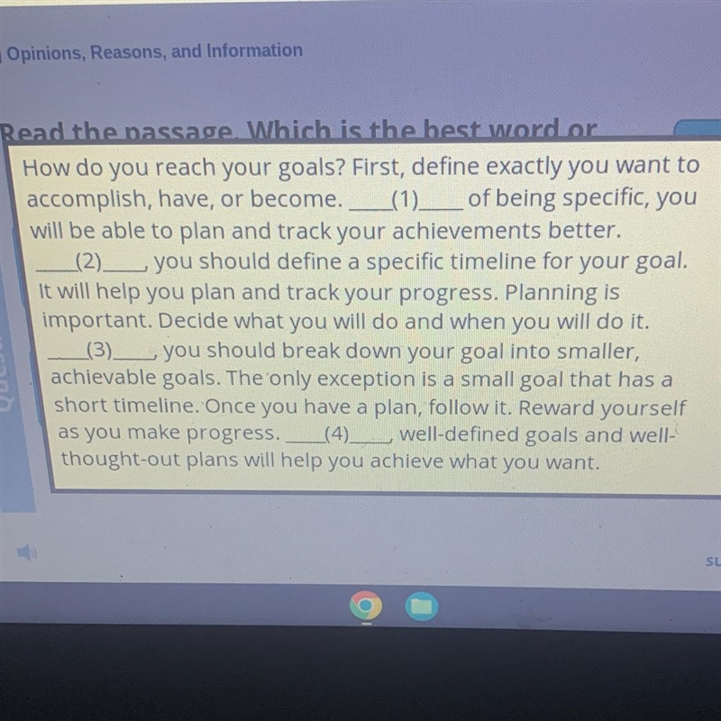 Read the passage. Which is the best word or phrase to fill in blank 1? {Options} 1) As-example-1