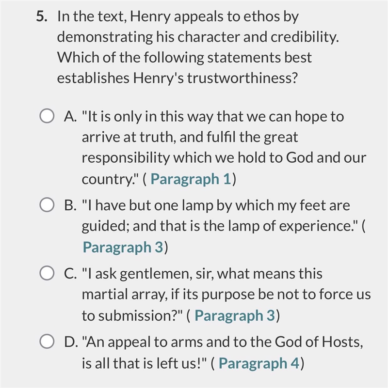 I need help ASAP!!! "Give Me Liberty" by Patrick Henry-example-1