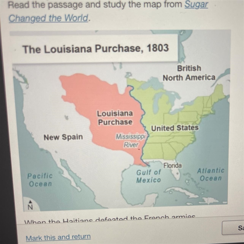 How does the map help develop the central idea that the Louisiana Purchase had profound-example-1