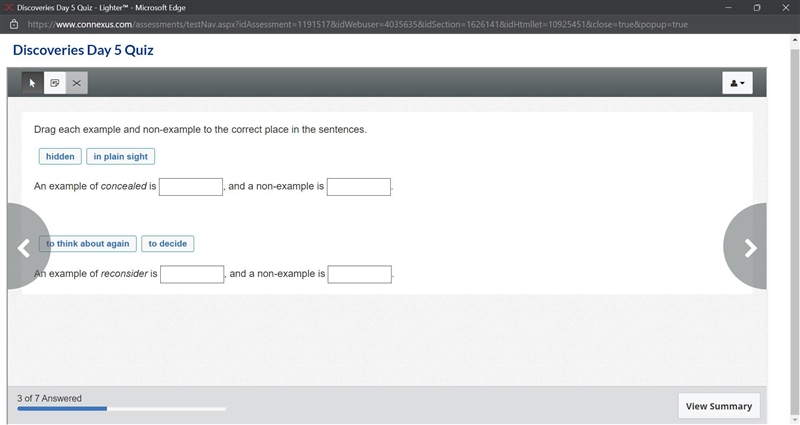 HELP I AM STUCK!!! Drag each example and non-example to the correct place in the sentences-example-1