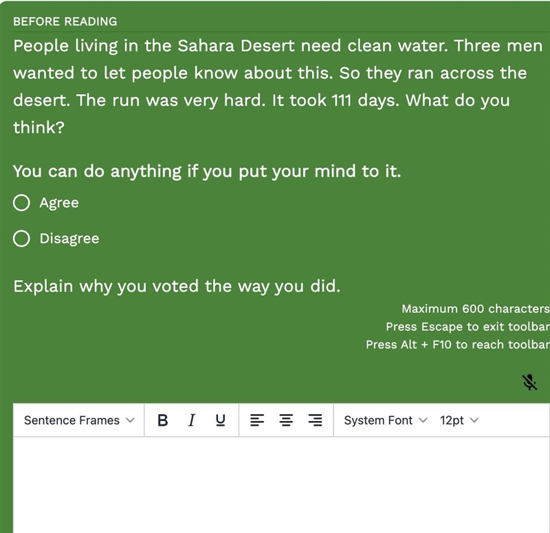 People living in the Sahara Desert need clean water. Three men wanted to let people-example-1