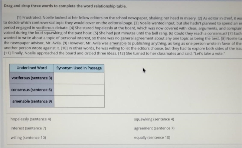 PLZ HELP. Drag and drop three words to complete the word relationship table. [1] Frustrated-example-1