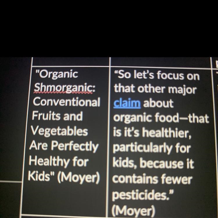 "So let's focus on that other major claim about organic food-that is it's healthier-example-1