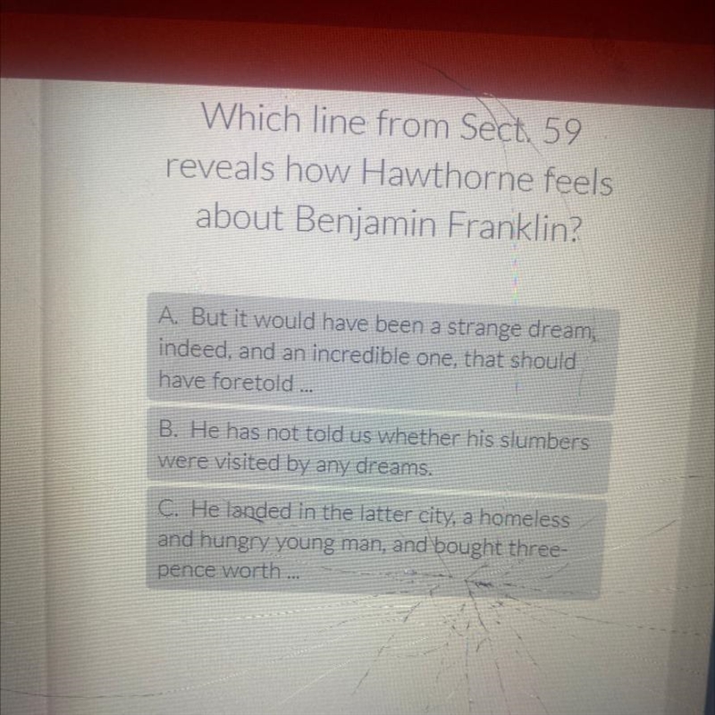 Which line from Sect. 59 reveals how Hawthorne feels about Benjamin Franklin? A. But-example-1