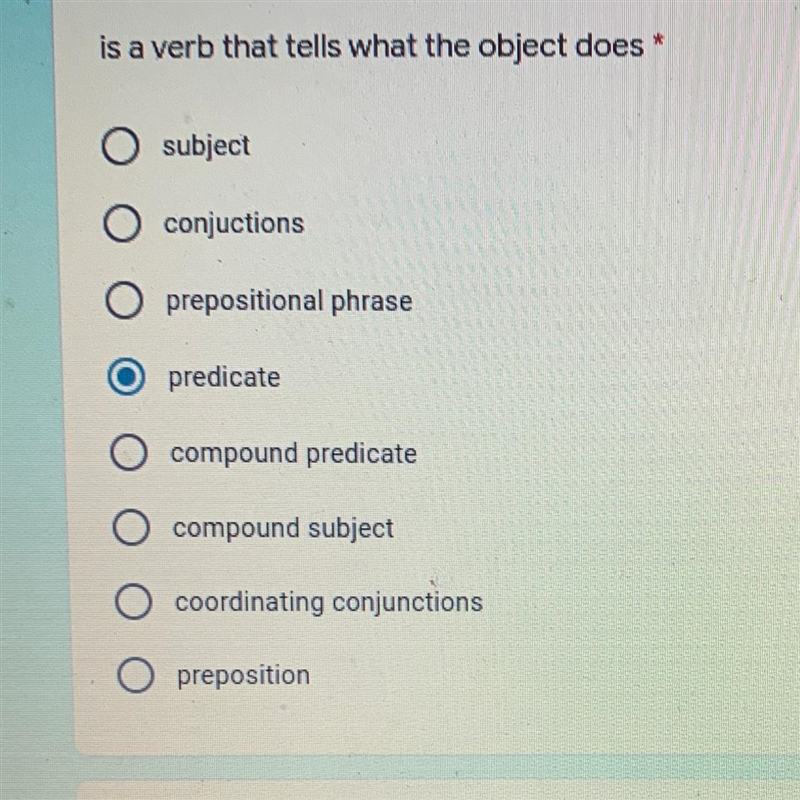 What is a verb that tells what the object does subject conjunctions prepositional-example-1