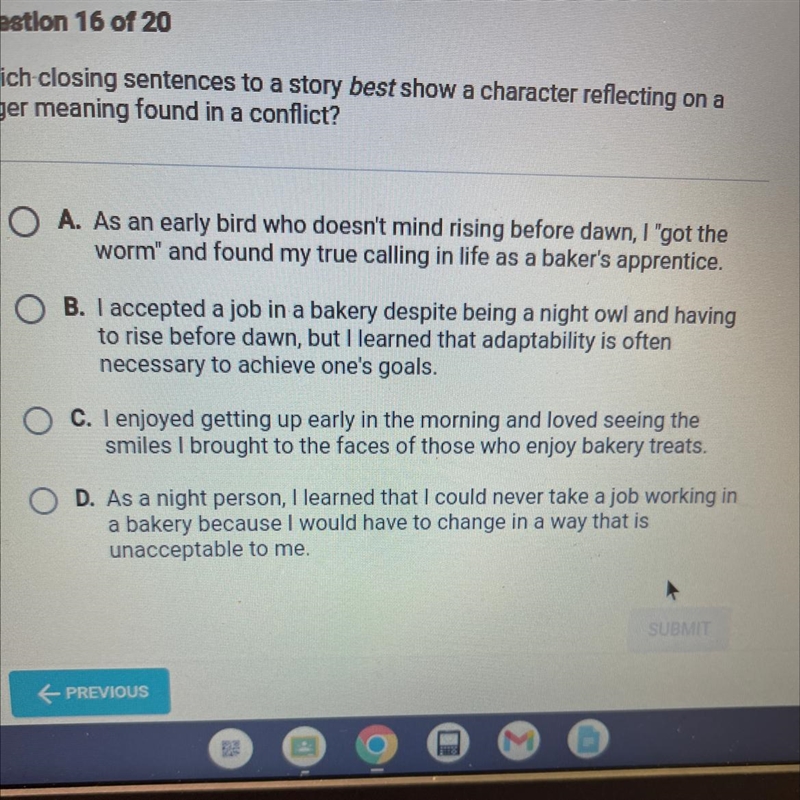 Which closing sentences to a story best show a character reflecting on a arger meaning-example-1