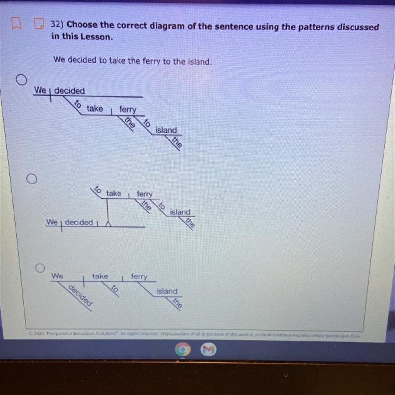 32) Choose the correct diagram of the sentence using the patterns discussed in this-example-1