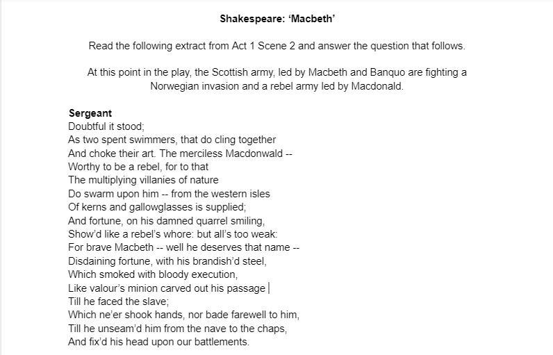 Starting with this extract, how does Shakespeare present Macbeth as a powerful character-example-1