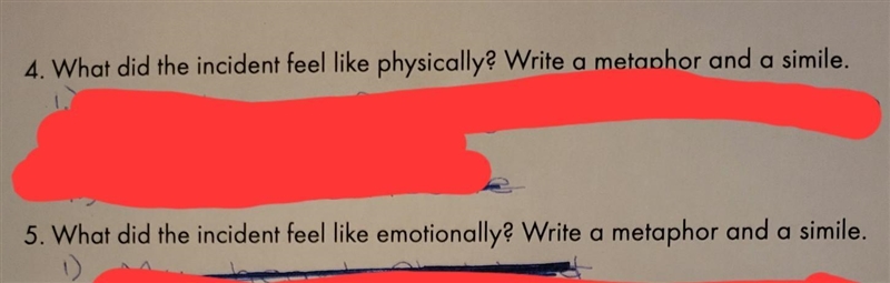 I need two metaphors, one being about physical and the other being emotional ​-example-1