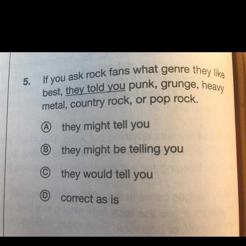 5. If you ask rock fans what genre they like best, they told you punk, grunge, heavy-example-1