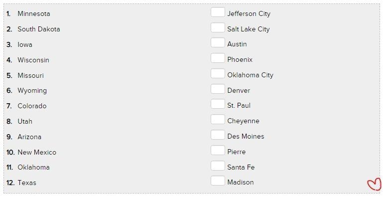 Match the states and their capitals. Match the items in the left column to the items-example-1