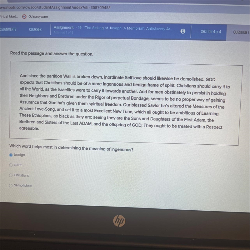 read the passage and answer the question. Which word helps most in determining the-example-1