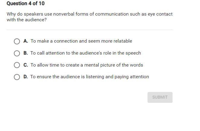 Why do speakers use non-verbal forms of communication such as eye contact with the-example-1