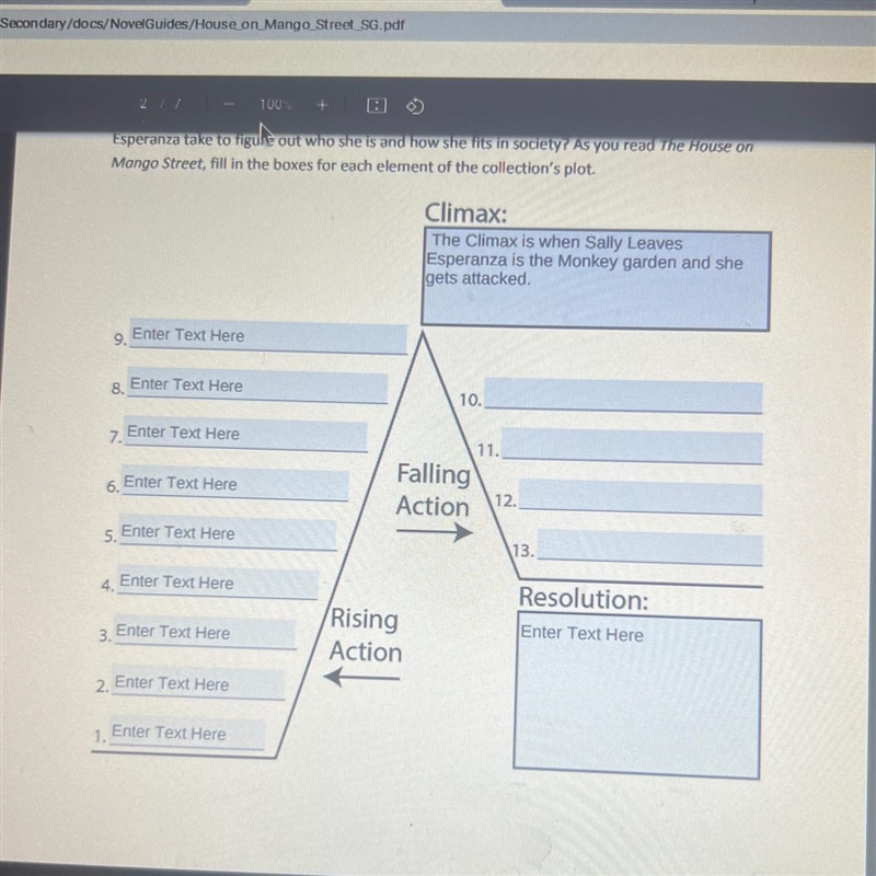 HELP What is the falling actions, rising actions, and resolution of the house on mango-example-1