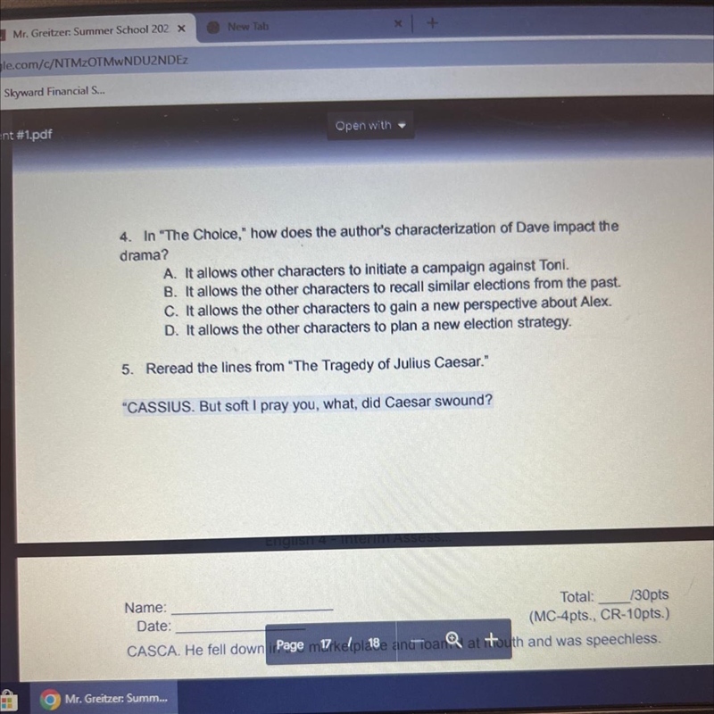 In "The Choice," how does the author's characterization of Dave impact the-example-1