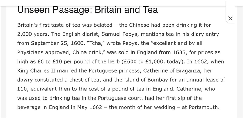 Samuel Pepys refer tea as __________ in his diary. a. Tea b. Tcha c. China drink d-example-1