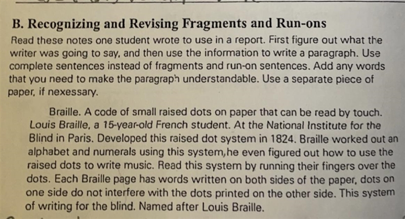 Read these notes one student wrote to use in a report. First figure out what the writer-example-1