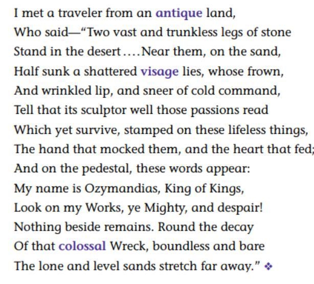 Please Please help Im on a time limit!!!!! Which line from "Ozymandias" BEST-example-1