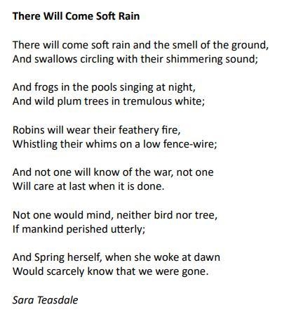 Help!! Reread the poem "There Will Come Soft Rains" by clicking the button-example-1