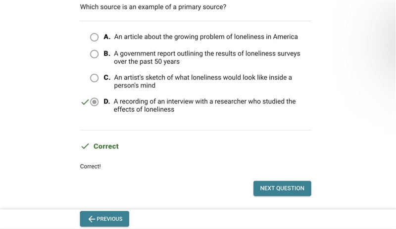 Which source is an example of a primary source? A. A government report outlining the-example-1