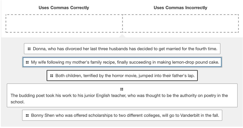 Some of these sentences use commas correctly to set off non-essential elements (such-example-1