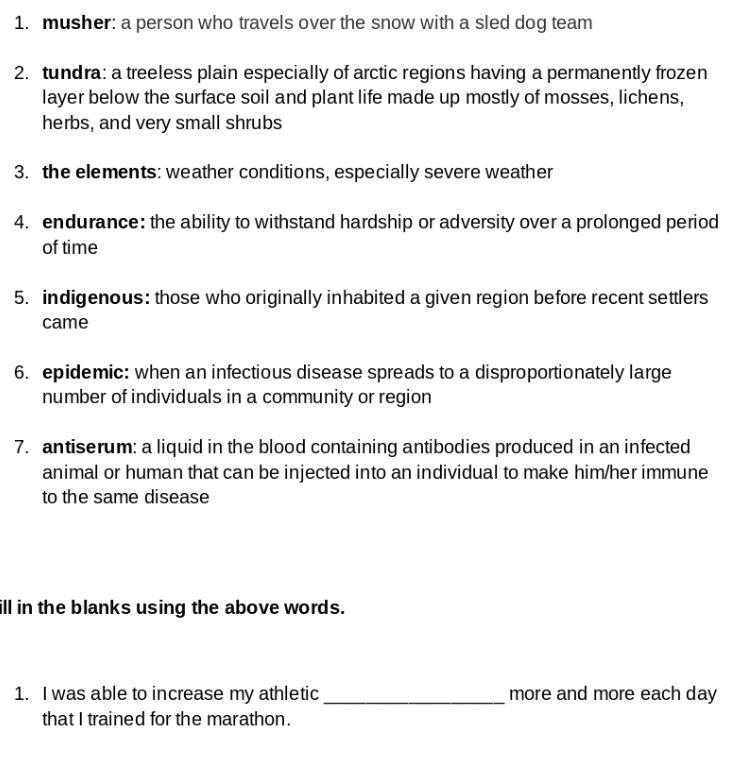 Sled Dogs: Informational Text Vocabulary Preview-example-1