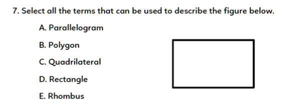 Select all the terms that can be used to describe the figure below. A. Parallelogram-example-1