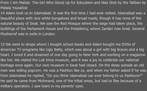 What is the author’s purpose in telling about Islamabad in paragraph 14? Select one-example-1