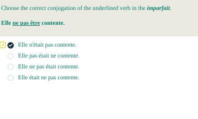 Choose the correct conjugation of the underlined verb in the imparfait. Elle ne pas-example-1