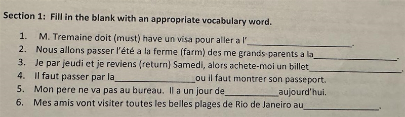 Please answer all of section 1!! (French)-example-1