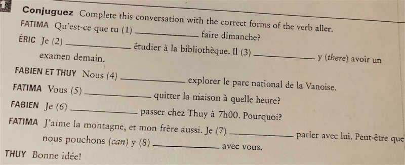 Complete the conversions with the correct forms of the verb aller. (French)-example-1