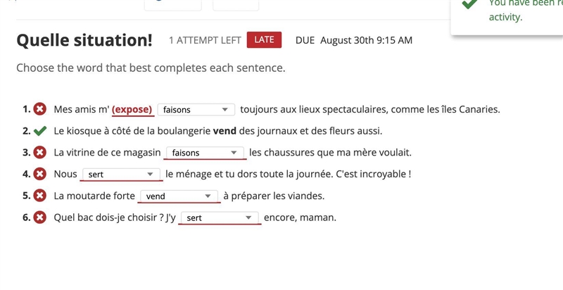 Choose the word that best completes each sentence. Options: emmenent, vend, expose-example-1