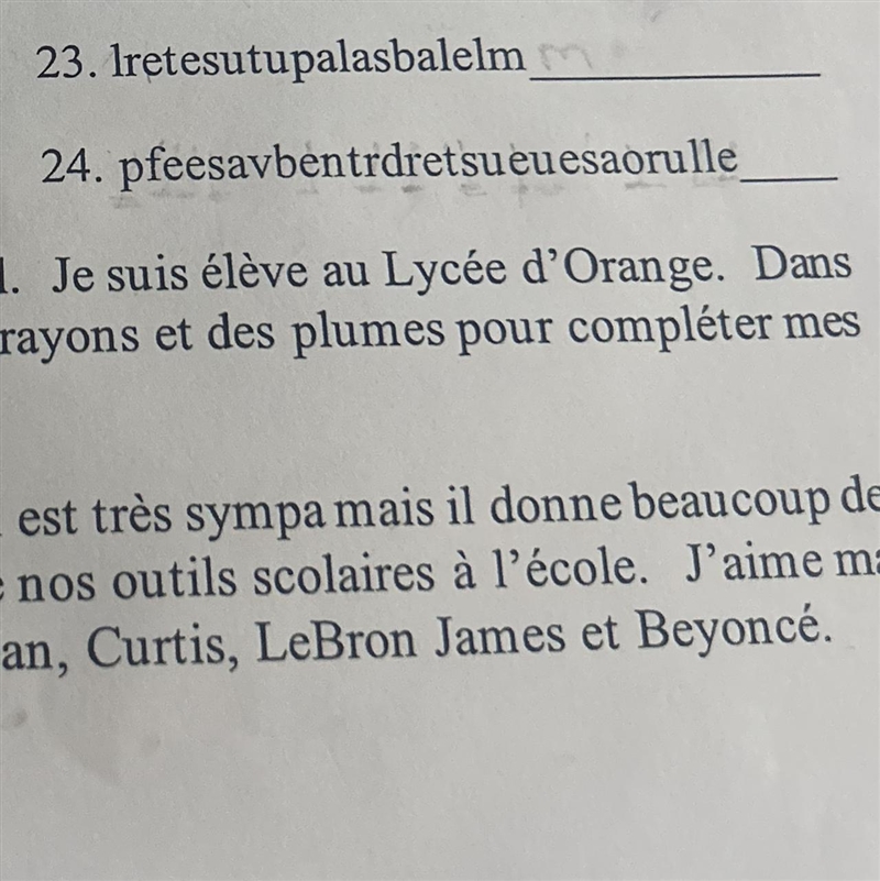 I need help I need to unscramble these French sentences and I can’t do it. Questions-example-1